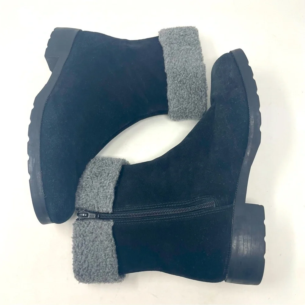 Talbots Ankle Boots Leather/Suede Fleece Lined Size 9.5 Black